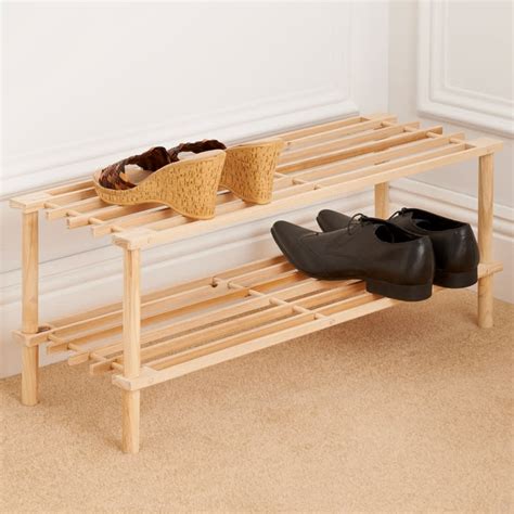 2 tier wood shoe rack